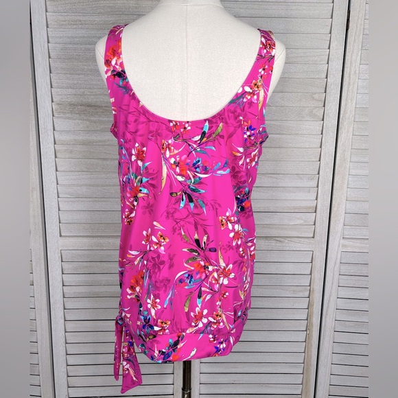 SWIMSUITS FOR  Side Tie Blouson Tankini
Top Pink Floral-16 - Picture 2 of 2